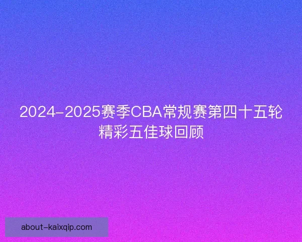 2024-2025赛季CBA常规赛第四十五轮精彩五佳球回顾