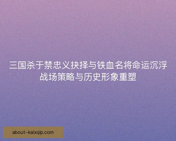 三国杀于禁忠义抉择与铁血名将命运沉浮战场策略与历史形象重塑