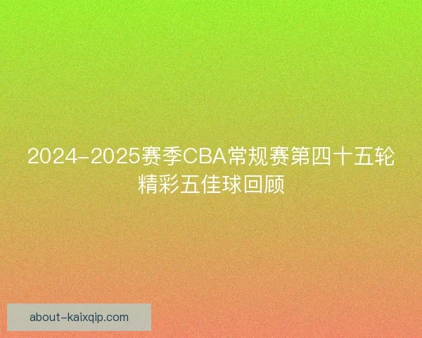 2024-2025赛季CBA常规赛第四十五轮精彩五佳球回顾
